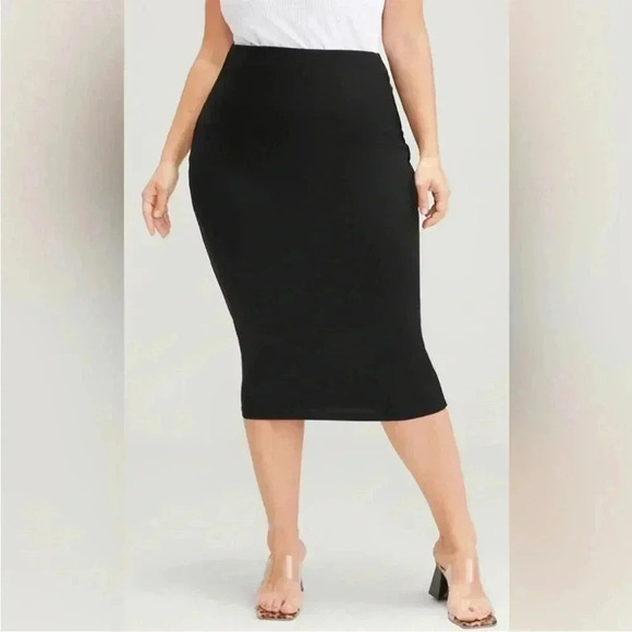 NWT! Classic style black pencil skirt, elastic waist size 10 or medium - Picture 1 of 4
